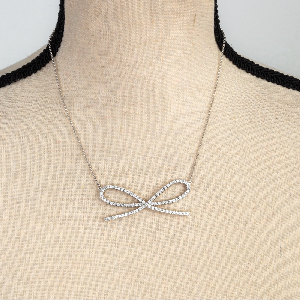 Bow necklace with simulated diamonds CZ stones Real Collectibles by Adrienne